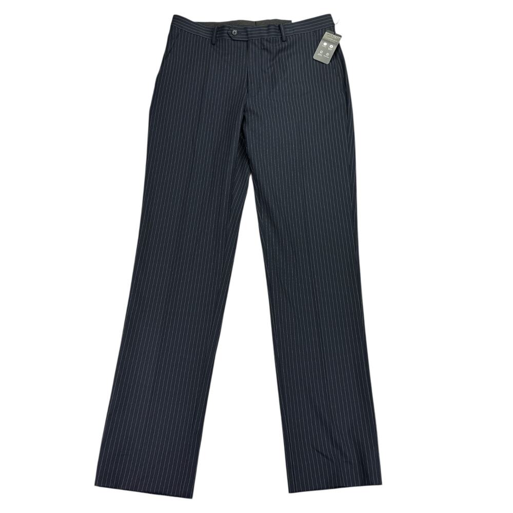 Alfani Mens Slim Fit Pinstripe Stretch Suit Pants Navy Blue 34x34